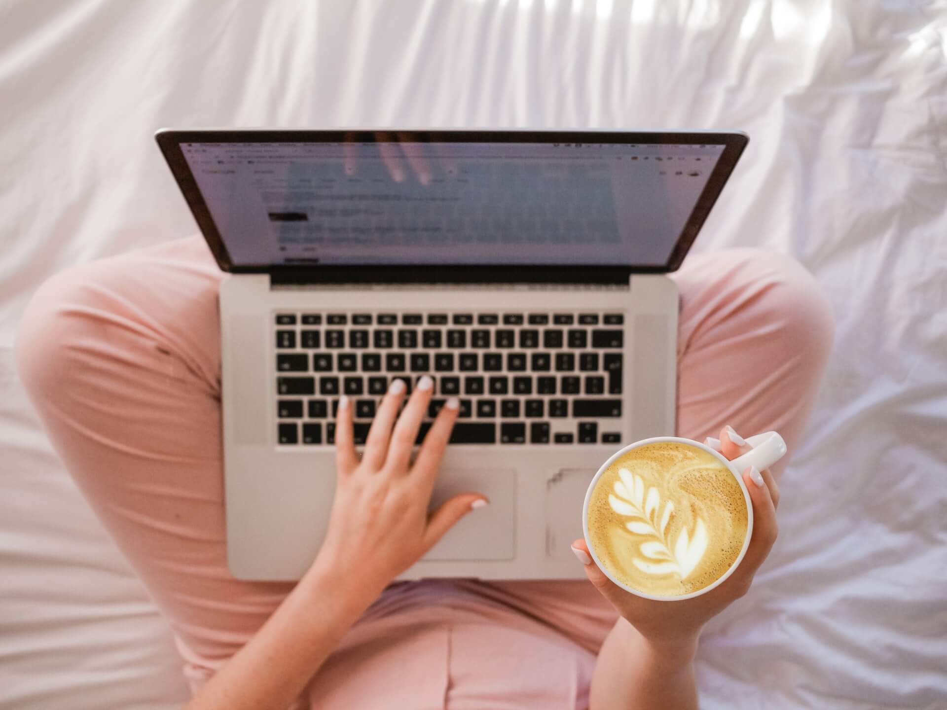 Girl with laptop and coffee